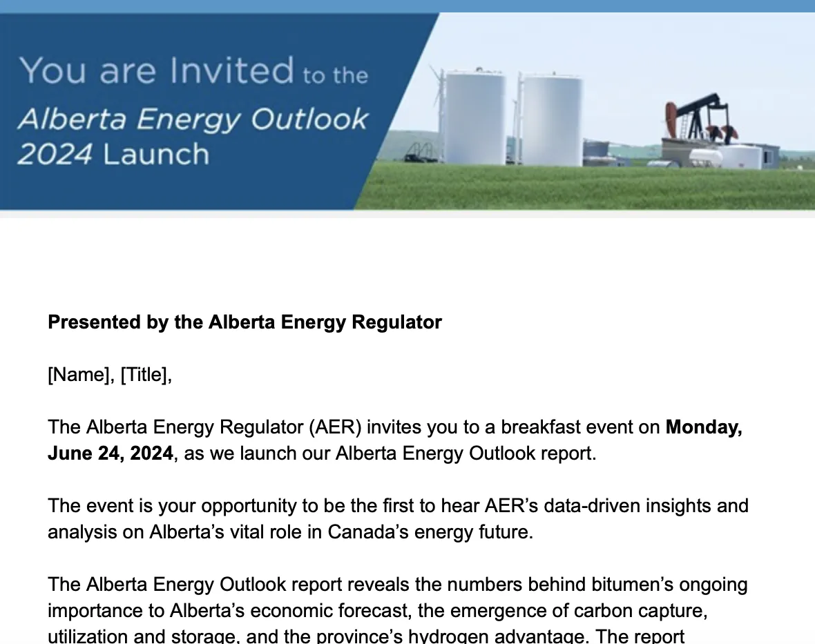Invitation to the Alberta Energy Outlook 2024 launch