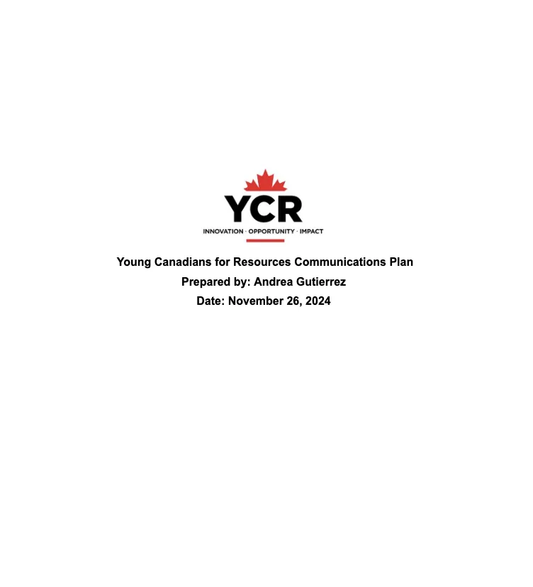 YCR communications plan cover